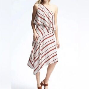 Banana Republic One shoulder Stripes Asymmetrical Dress